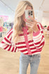 Striped V Neck Long Sleeve Regular Fit Cardigan