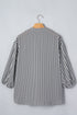 Striped Pattern Half Sleeve Button Up Blouse