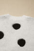 Polka Dot Button Front Oversized V Neck Cardigan