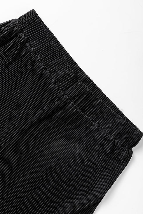 Corded Solid Cropped Pullover Wide Leg Pant Sets