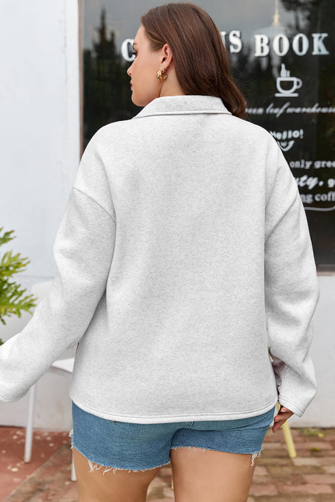 Camo Leaf Print Patchwork Zip Collar Pullover Sweatshirt