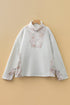 Camo Leaf Print Patchwork Zip Collar Pullover Sweatshirt