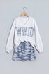 Camo Letter Print Long Sleeve Top Skort Dress Set
