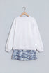 Camo Letter Print Long Sleeve Top Skort Dress Set