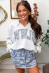 Camo Letter Print Long Sleeve Top Skort Dress Set