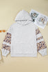 Camo Patchwork Drop Shoulder Kangaroo Pocket Plus Size Hoodies