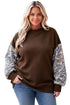 Camo Patchwork Mock Neck Drop Shoulder Utility Inspired Sweatshirt