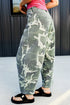 Camo Print Button Fly Straight Leg Ankle Length Jeans