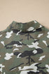 Camo Print Chest Pockets Loose Fit Denim Jacket