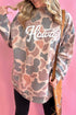 Camo Print Howdy Western Style Baggy Pullover Sweatshirt