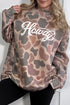 Camo Print Howdy Western Style Baggy Pullover Sweatshirt