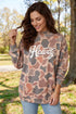 Camo Print Howdy Western Style Baggy Pullover Sweatshirt