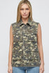 Camo Snap Front Cargo Pocket Denim Vests