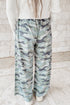 Camo Tie Front Elastic Waist Wide Leg Pants
