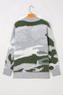 Camouflage Drop Shoulder V Neck Button Front Cardigan