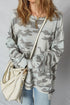 Camouflage Exposed Seam Patchwork Drop Shoulder Pullover Sweatshirt