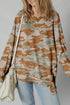 Camouflage Exposed Seam Patchwork Drop Shoulder Pullover Sweatshirt