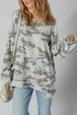 Camouflage Exposed Seam Patchwork Drop Shoulder Pullover Sweatshirt