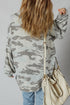 Camouflage Exposed Seam Patchwork Drop Shoulder Pullover Sweatshirt