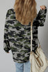 Camouflage Exposed Seam Patchwork Drop Shoulder Pullover Sweatshirt