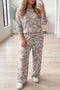Camouflage Long Sleeve Round Neck Coordinated Loungewear Set