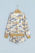 Camouflage Mock Neck Long Sleeve Top Short Set