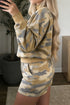 Camouflage Mock Neck Long Sleeve Top Short Set