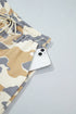 Camouflage Mock Neck Long Sleeve Top Short Set