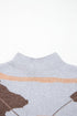 Camouflage Pattern Drop Shoulder High Neck Short Sleeve Shift Sweater