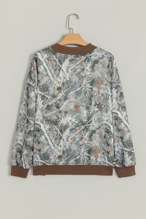Camouflage Print Baggy Silhouette Western Inspired Pullover Sweatshirt