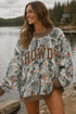 Camouflage Print Baggy Silhouette Western Inspired Pullover Sweatshirt