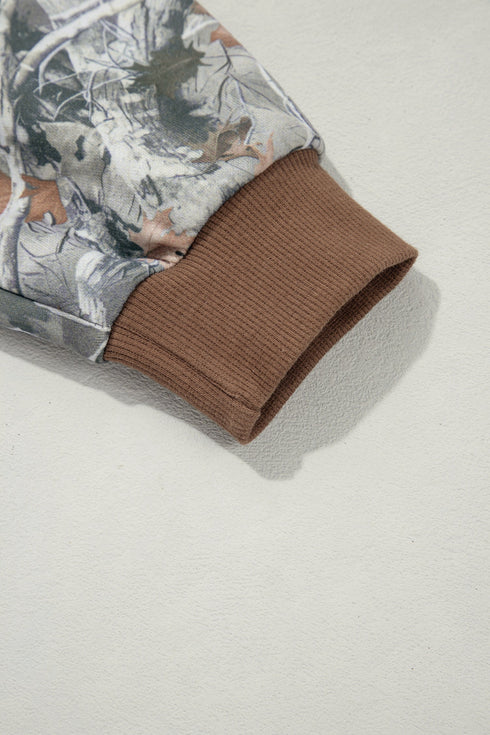 Camouflage Print Baggy Silhouette Western Inspired Pullover Sweatshirt