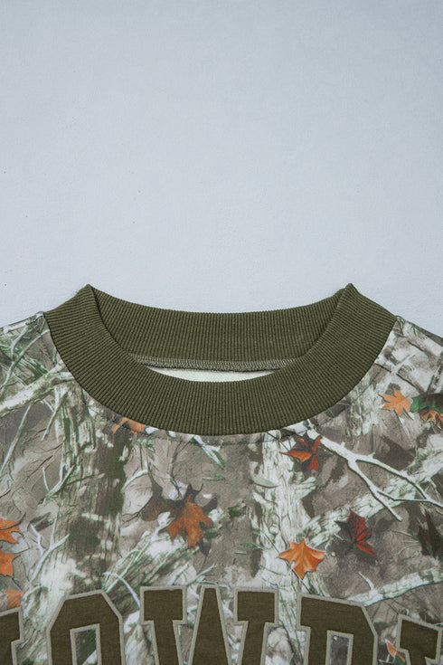 Camouflage Print Baggy Silhouette Western Inspired Pullover Sweatshirt