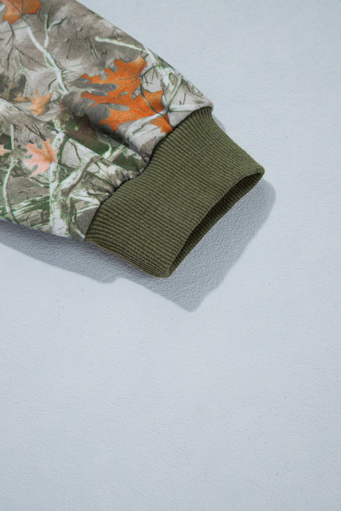 Camouflage Print Baggy Silhouette Western Inspired Pullover Sweatshirt