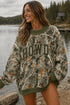 Camouflage Print Baggy Silhouette Western Inspired Pullover Sweatshirt
