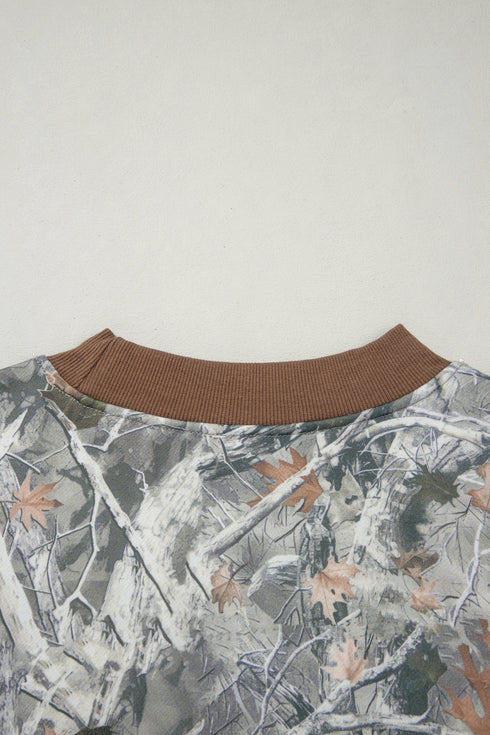 Camouflage Print Baggy Silhouette Western Inspired Pullover Sweatshirt