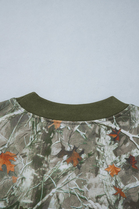 Camouflage Print Baggy Silhouette Western Inspired Pullover Sweatshirt