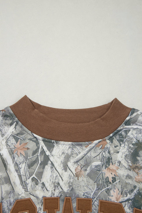 Camouflage Print Baggy Silhouette Western Inspired Pullover Sweatshirt