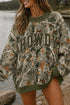 Camouflage Print Baggy Silhouette Western Inspired Pullover Sweatshirt