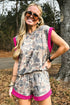 Camouflage Print Contrast Trim Loose Tank Short Sets