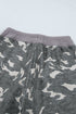 Camouflage Print Drawstring Waist Cargo Barrel Pants