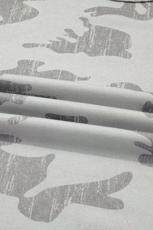 Camouflage Print Drop Shoulder Crewneck Sweatshirt