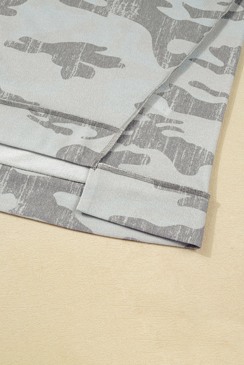 Camouflage Print Drop Shoulder Crewneck Sweatshirt