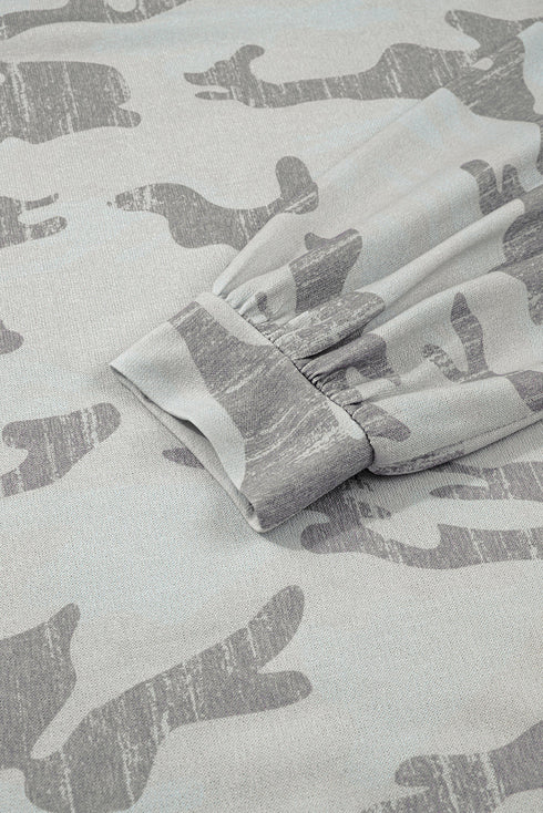 Camouflage Print Drop Shoulder Crewneck Sweatshirt