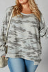 Camouflage Print Drop Shoulder Crewneck Sweatshirt
