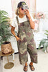 Camouflage Print Leopard Detail Loose Denim Overall Jumpsuit