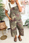 Camouflage Print Leopard Detail Loose Denim Overall Jumpsuit