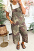 Camouflage Print Leopard Detail Loose Denim Overall Jumpsuit