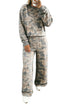 Camouflage Print Long Sleeve Wide Leg Two Piece Pant Set