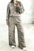Camouflage Print Long Sleeve Wide Leg Two Piece Pant Set